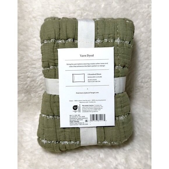 Yarn Dye Crinkle Grid Quilt Sham - Moss Green - Threshold - Picture 5 of 5